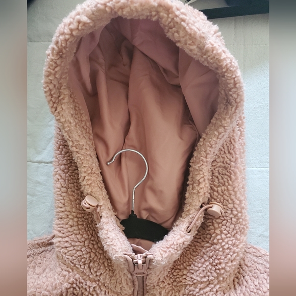 H&M sherpa fleece teddy bear sweater jacket blush pink size XS - Picture 3 of 9